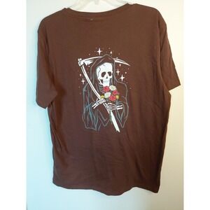 Taco Tuesday T-Shirt Skull Acid Wash‎ Men's Sz L Brown Goth NWT